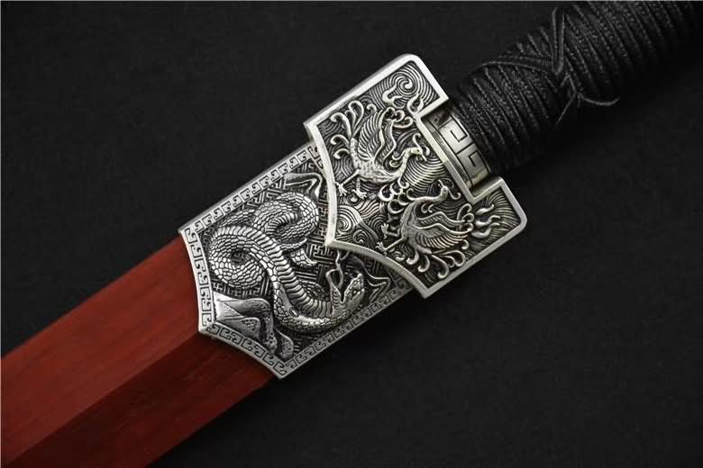 Han jian sword,High carbon steel etch blade,Redwood scabbard