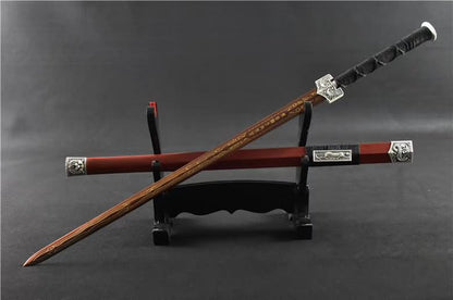 Han jian sword,High carbon steel etch blade,Redwood scabbard