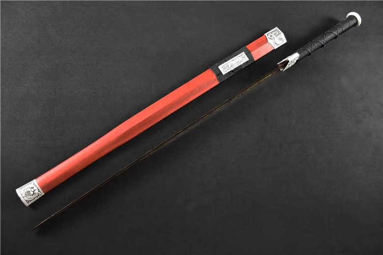 Han jian sword,High carbon steel etch blade,Redwood scabbard