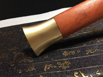 Han Jian,Damascus Steel Blade,Brass Fittings&Redwood Scabbard