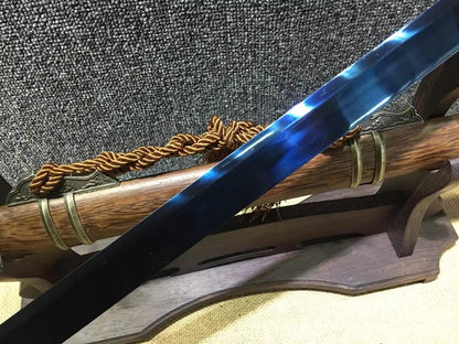 Tang dao,High manganese steel blue blade,Redwood,Alloy fitted