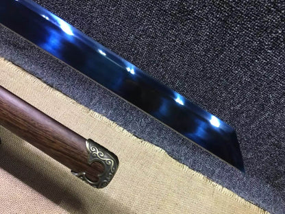 Tang dao,High manganese steel blue blade,Redwood,Alloy fitted