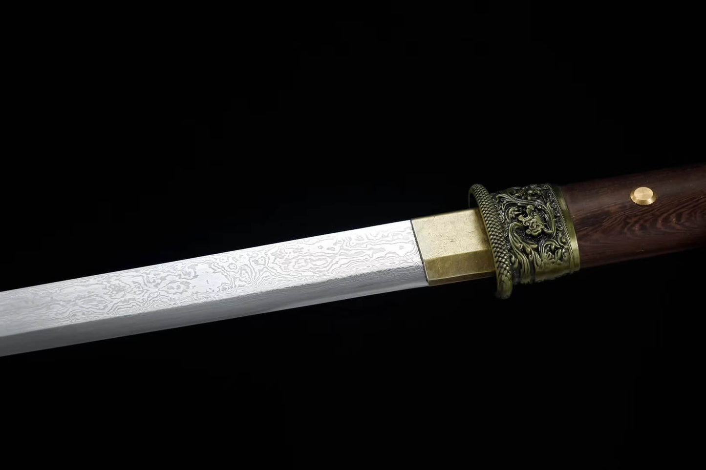 Tang dao,Hand Forged(Damascus steel blade,Rosewood,Alloy)Full tang