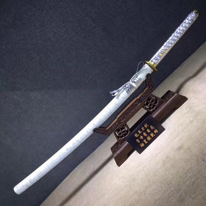 katana,High carbon steel blade,White scabbard,Alloy