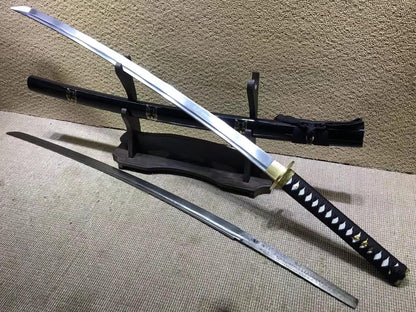 Samurai swords,Medium carbon steel bade,Black scabbard,Brass fitteds