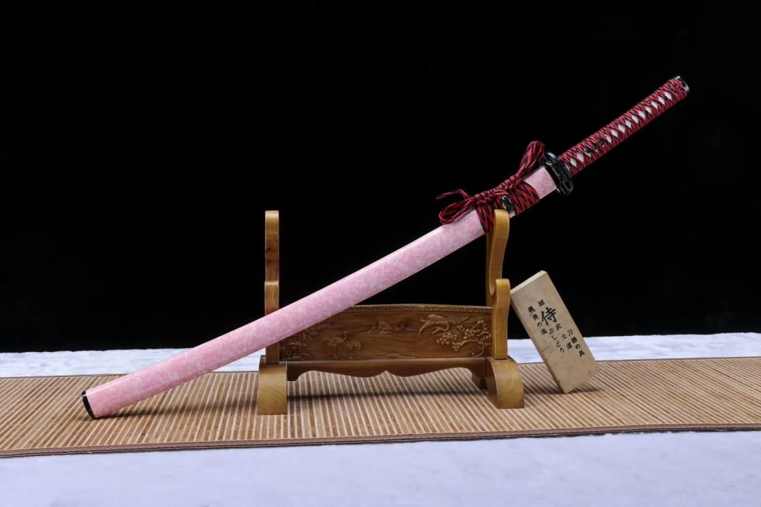 Samurai sword,Medium carbon steel blade,Pink scabbard