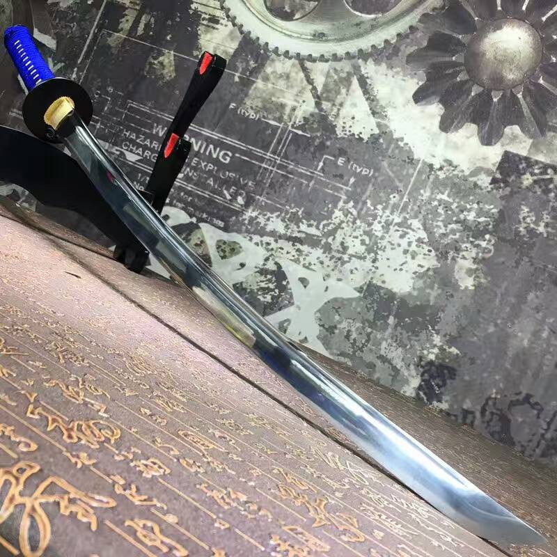 Samurai sword-High carbon steel blade-Ecru wood scabbard-Alloy fitted