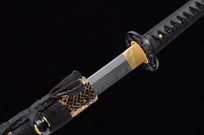 katana,High carbon steel burn blade,Snake skin texture scabbard