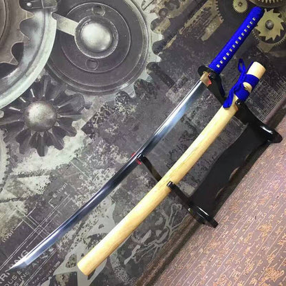 Samurai sword-High carbon steel blade-Ecru wood scabbard-Alloy fitted