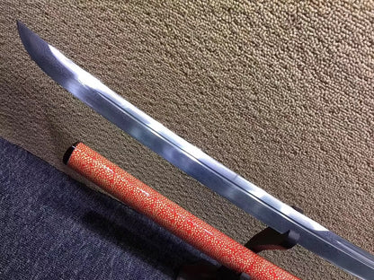 Tachi,Damascus steel,Red skin scabbard,Length 48"