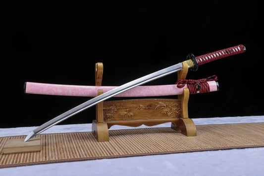 Samurai sword,Medium carbon steel blade,Pink scabbard