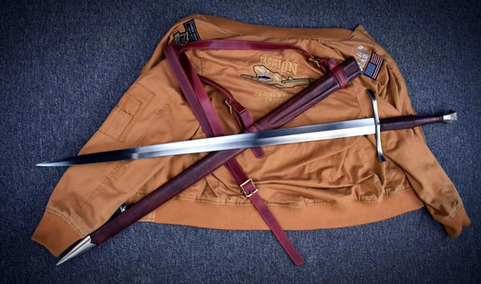 Mighty sword,High manganese steel/Full tang/Leather Scabbard