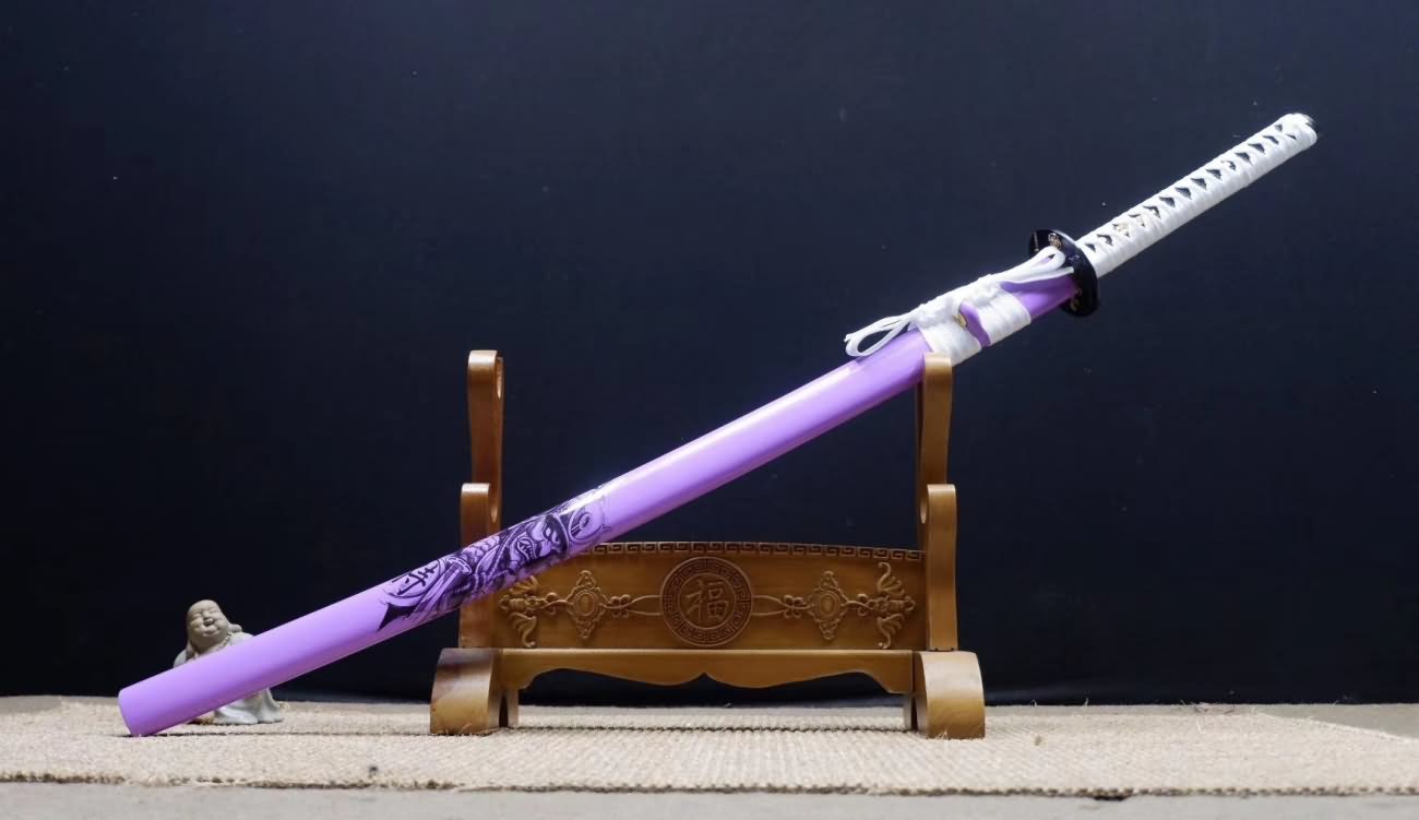 Samurai Practice Sword Forged high Carbon Steel Purple Scabbard