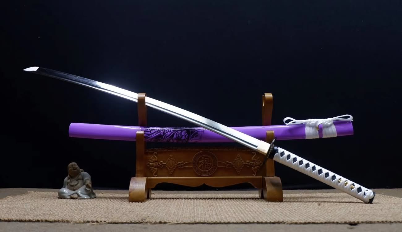 Samurai Practice Sword Forged high Carbon Steel Purple Scabbard