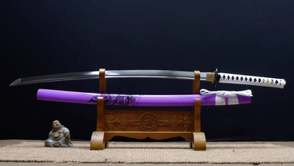 Samurai Practice Sword Forged high Carbon Steel Purple Scabbard