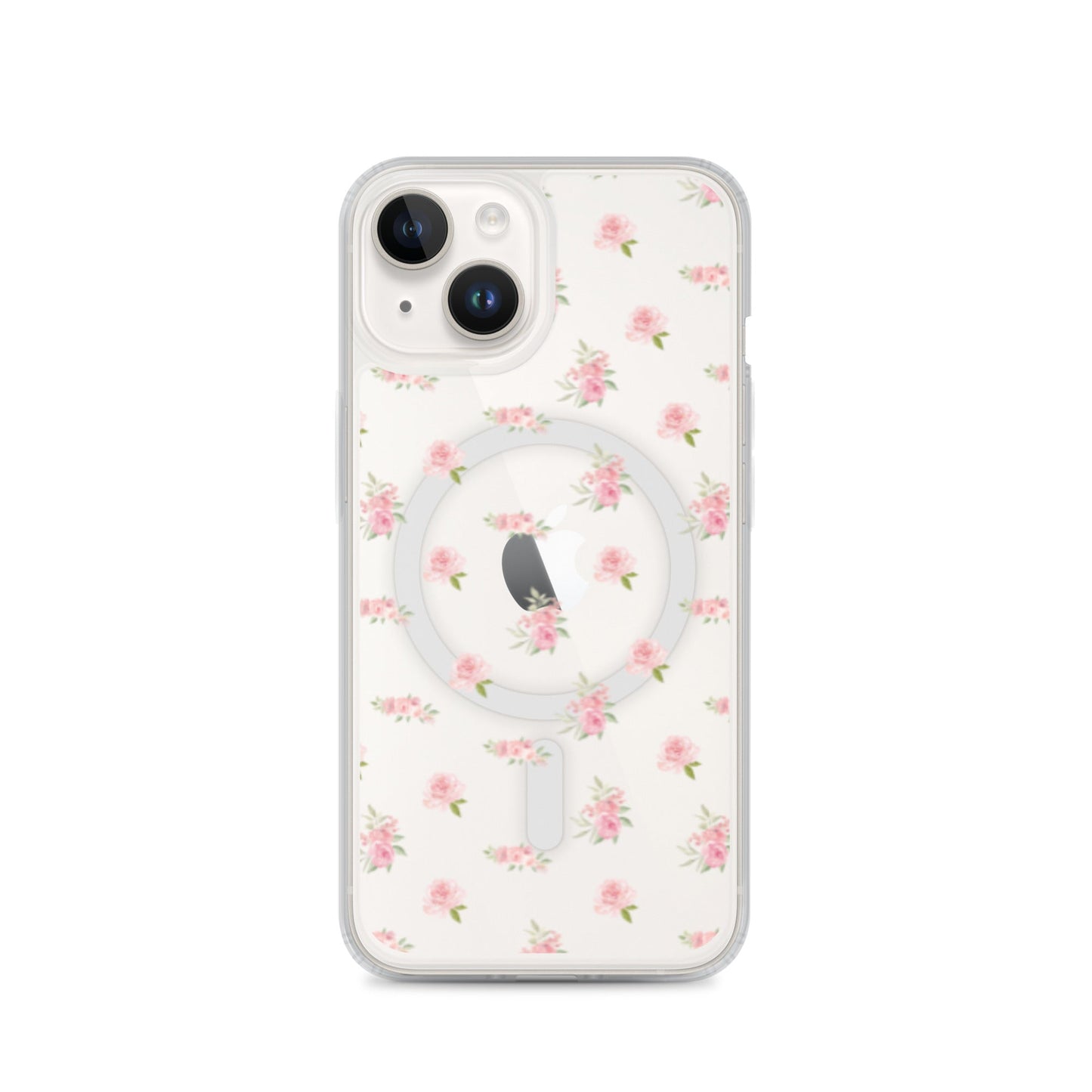 Pink Vintage Roses MagSafe Clear iPhone Case
