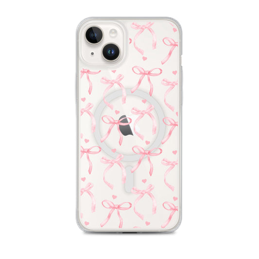 Blushing Bow MagSafe Clear iPhone Case