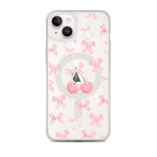 Cherry Bows MagSafe Clear iPhone Case