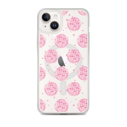 Pink Disco Balls MagSafe Clear iPhone Case