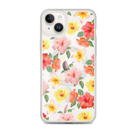 Hibiscus Bloom MagSafe Clear iPhone Case