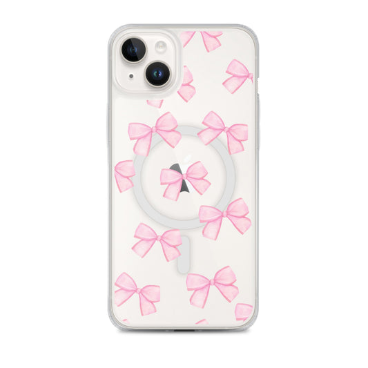 Pink Bows MagSafe Clear iPhone Case