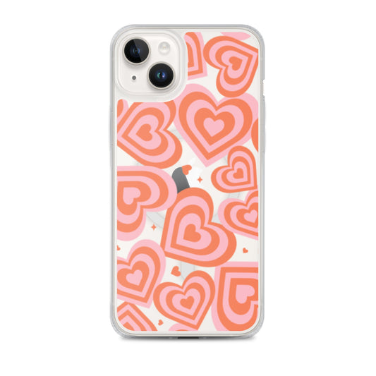 Pink & Red Hearts MagSafe Clear iPhone Case