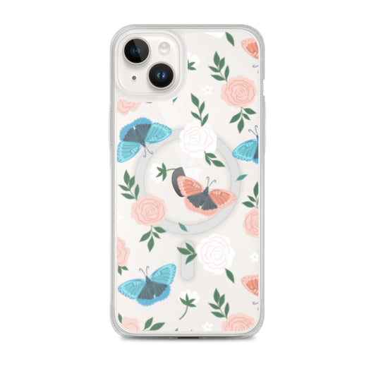 White Blossom MagSafe Clear iPhone Case