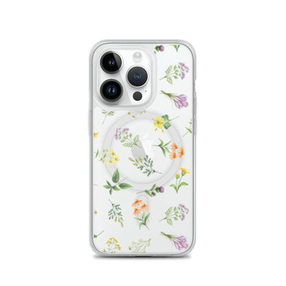 Floral Rain MagSafe Clear iPhone Case