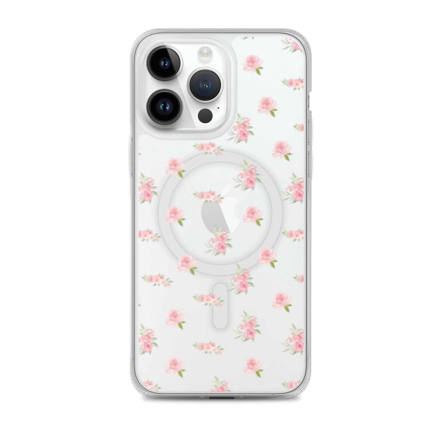 Pink Vintage Roses MagSafe Clear iPhone Case