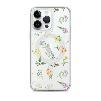 Floral Rain MagSafe Clear iPhone Case