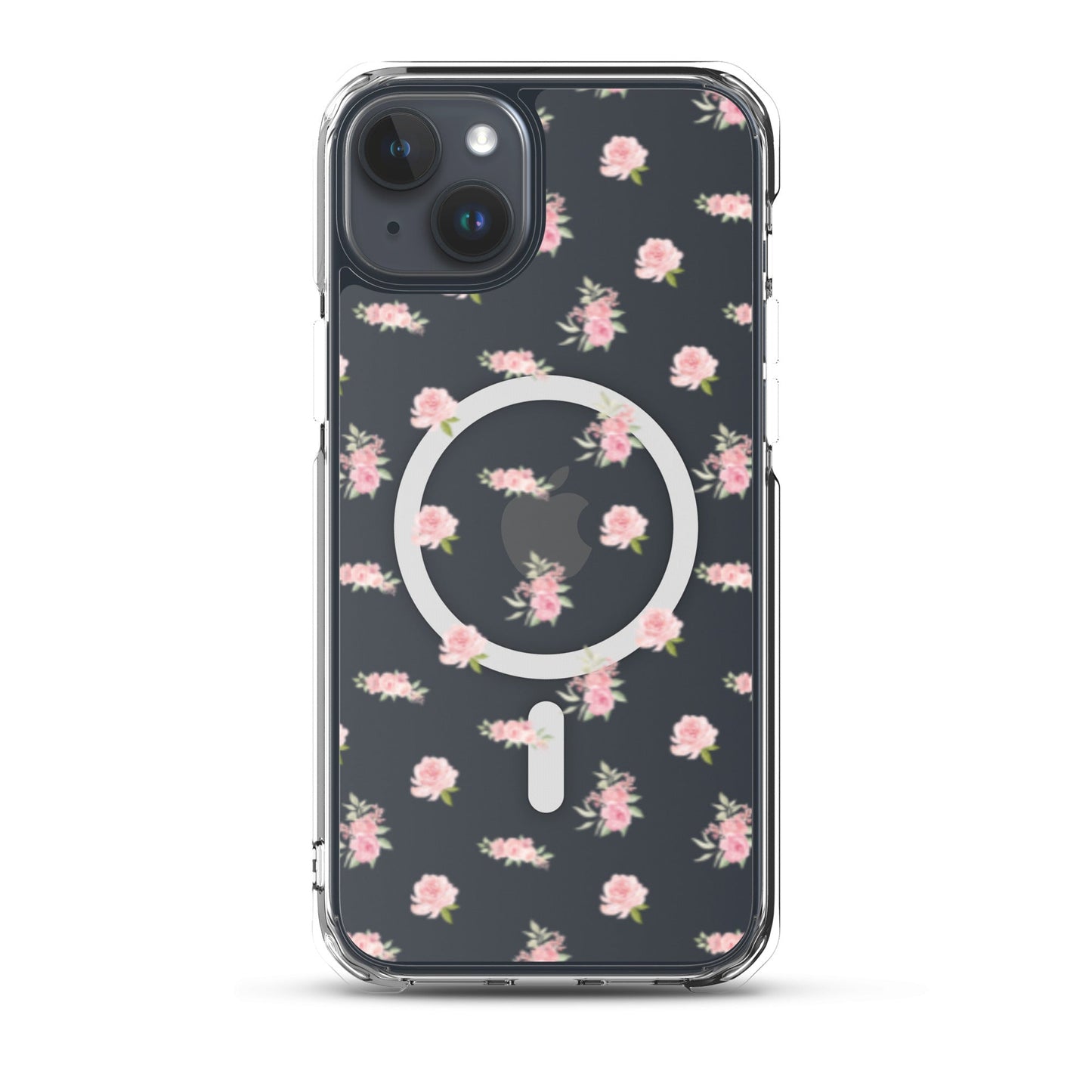 Pink Vintage Roses MagSafe Clear iPhone Case