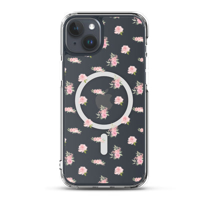Pink Vintage Roses MagSafe Clear iPhone Case