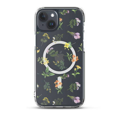 Floral Rain MagSafe Clear iPhone Case