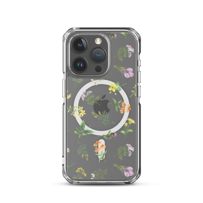 Floral Rain MagSafe Clear iPhone Case