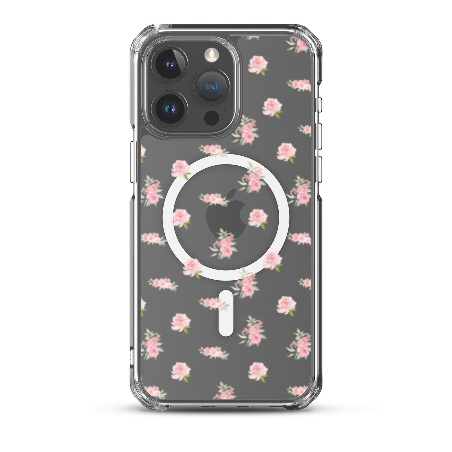 Pink Vintage Roses MagSafe Clear iPhone Case