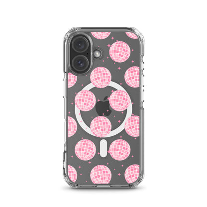 Pink Disco Balls MagSafe Clear iPhone Case