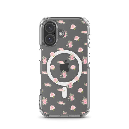 Pink Vintage Roses MagSafe Clear iPhone Case