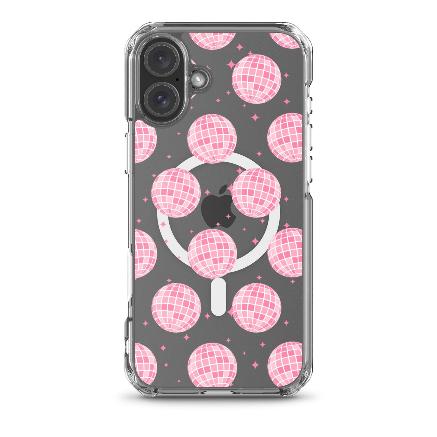 Pink Disco Balls MagSafe Clear iPhone Case