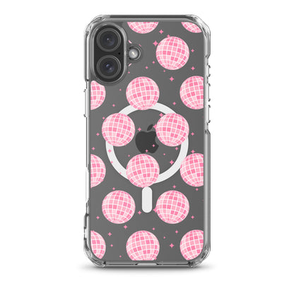 Pink Disco Balls MagSafe Clear iPhone Case