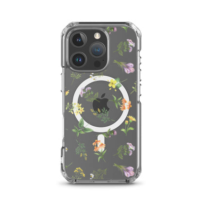 Floral Rain MagSafe Clear iPhone Case