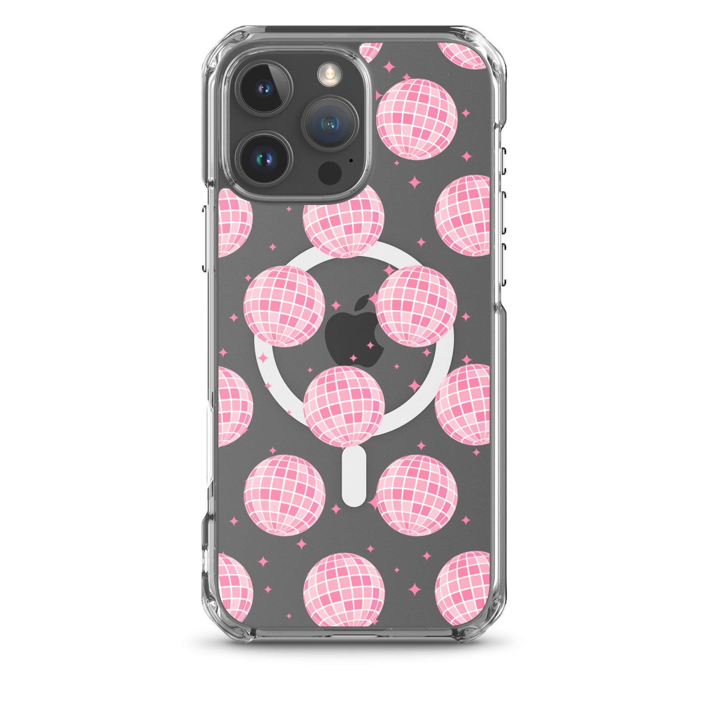 Pink Disco Balls MagSafe Clear iPhone Case