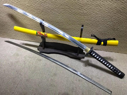 Tiger samurai swords,Medium carbon steel bade,Yellow scabbard,Alloy fitteds