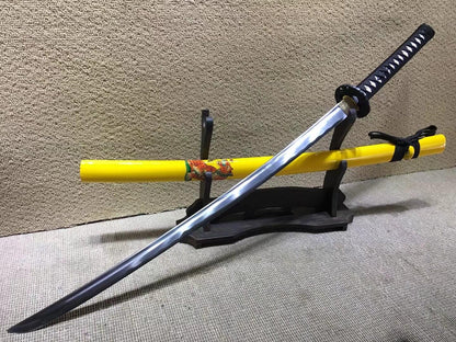 Tiger samurai swords,Medium carbon steel bade,Yellow scabbard,Alloy fitteds