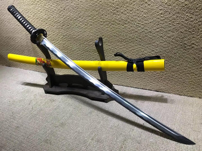 Tiger samurai swords,Medium carbon steel bade,Yellow scabbard,Alloy fitteds