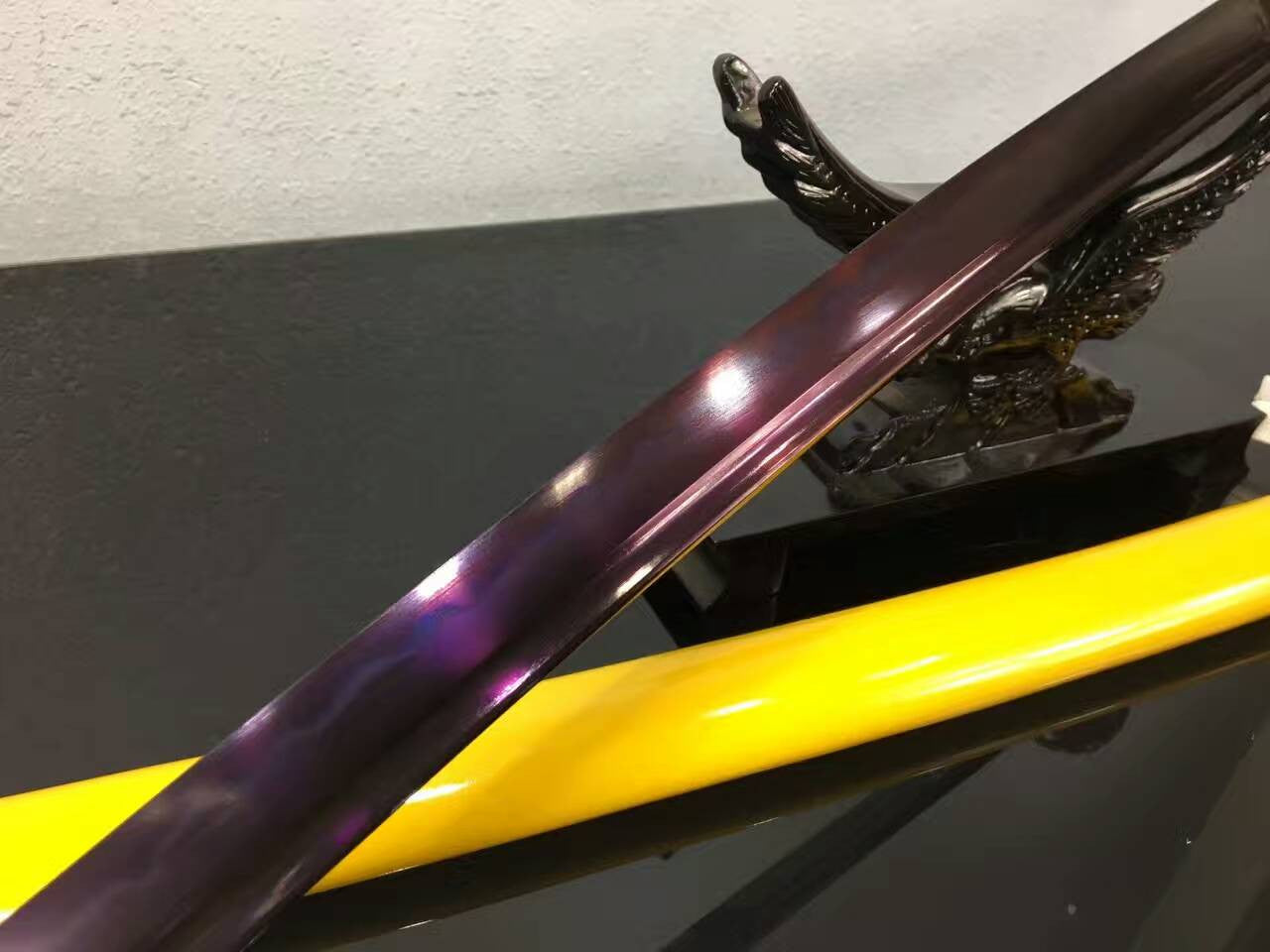 Samurai sword/katana/T10 high carbon steel purple blade/Yellow scabbard/Alloy Tosogu/Length 39"