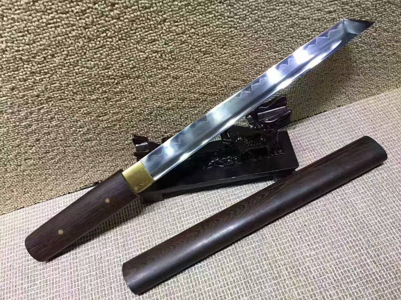 Katana,Tanto,High carbon steel burn blade,Rosewood,Full tang