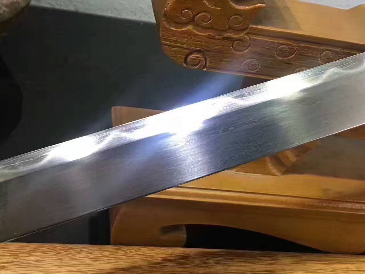 Tang dao,Damascus steel burn blade,Rosewood,Full tang,Chinese sword