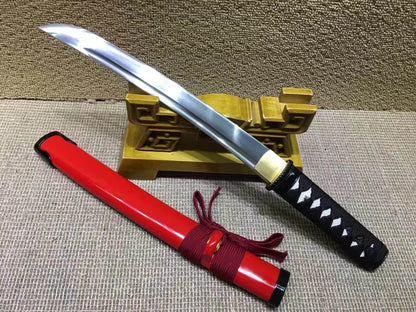 Wakizashi(High manganese steel,Red scabbard,Alloy fitted)Length 21"