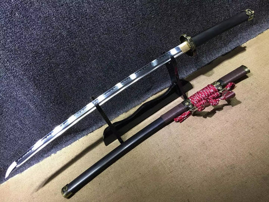 Nihontou,tachi sword(High carbon steel blade,Black wood,Alloy)Full tang