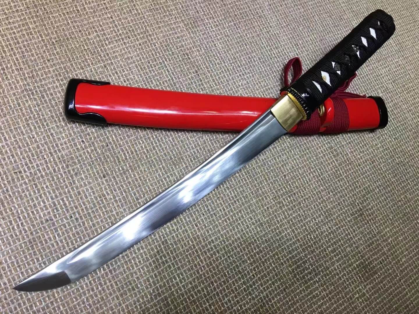 Wakizashi(High manganese steel,Red scabbard,Alloy fitted)Length 21"